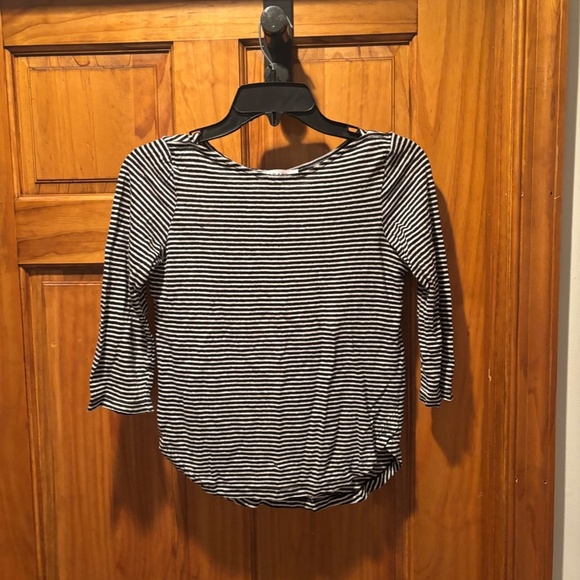 Frame Weekender Striped Linen T-shirt Black & White XS - Picture 2 of 7